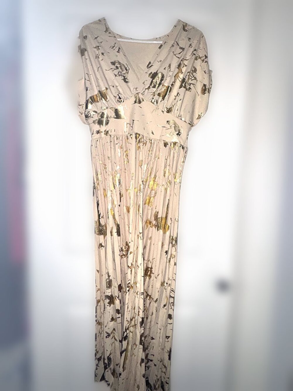 Gold Foil Pleated Maxi